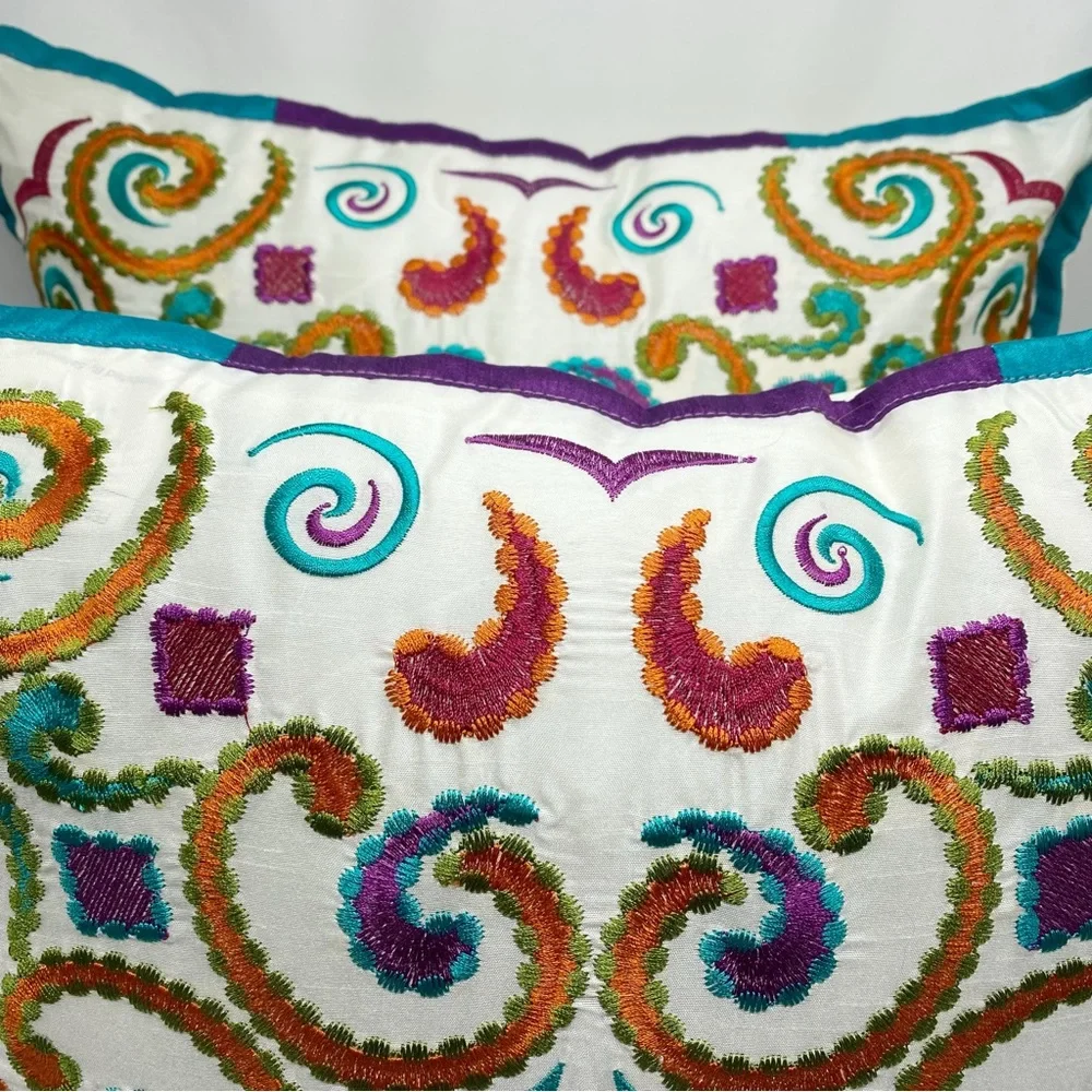 Safavieh Calycopis Goldenrod Abstract Floral Embroidered Pillows Set of 2 NEW
